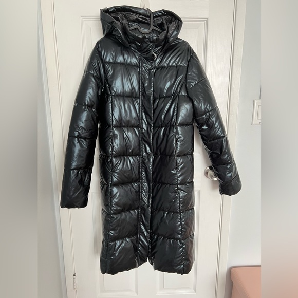 Juicy Couture longline padded jacket with logo back in shiny black - Picture 6 of 14